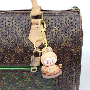 LV Authentic Gold Padlock 🔒 Key Set w/ Unbranded Labubu Keychain Charm